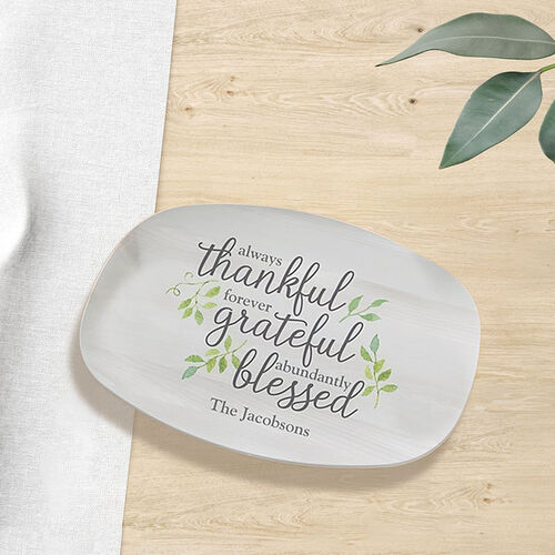 Assiette nominative personnalisée Cadeau simple pour la fête de Thanksgiving "Toujours reconnaissant"