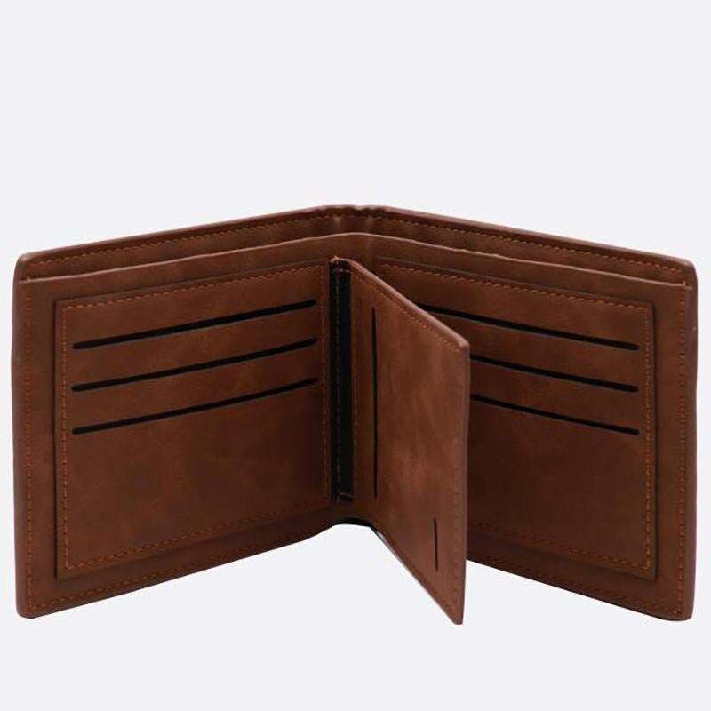 Vintage Men's Wallet With Three Doors In Soft Brown Leather