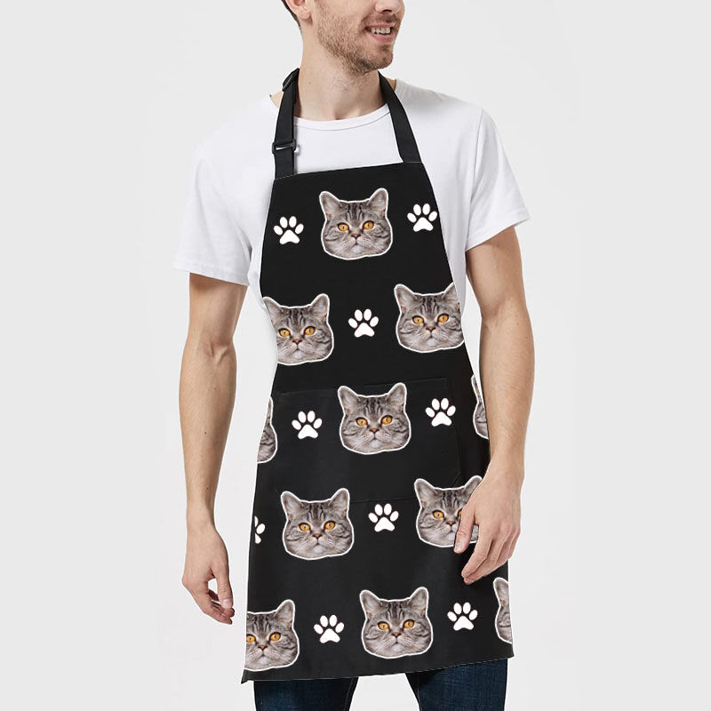 Custom Picture Apron with Animal Footprints Pattern Warm Gift for Pet Lover