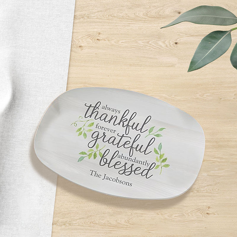 Custom Name Plate Simple Thanksgiving Day Gift "Always Thankful"
