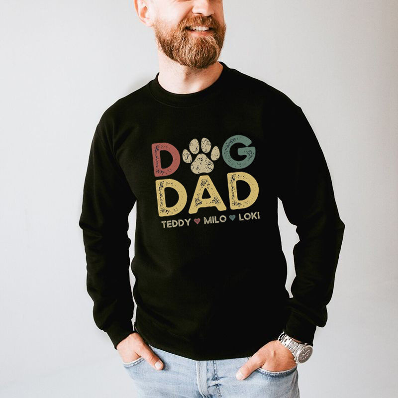 Personalized Sweatshirt Animal Footprint Pattern with Custom Name Great Gift for Dad