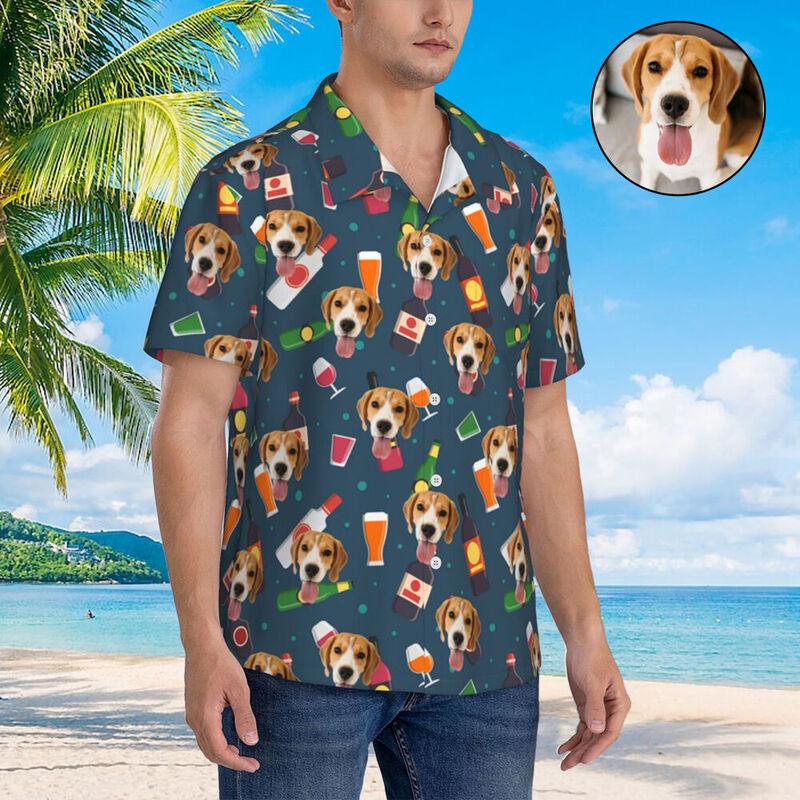 Camicie hawaiane personalizzate con stampa di succhi di frutta Aggiungi foto Camicie da vacanza per proprietari di animali domestici