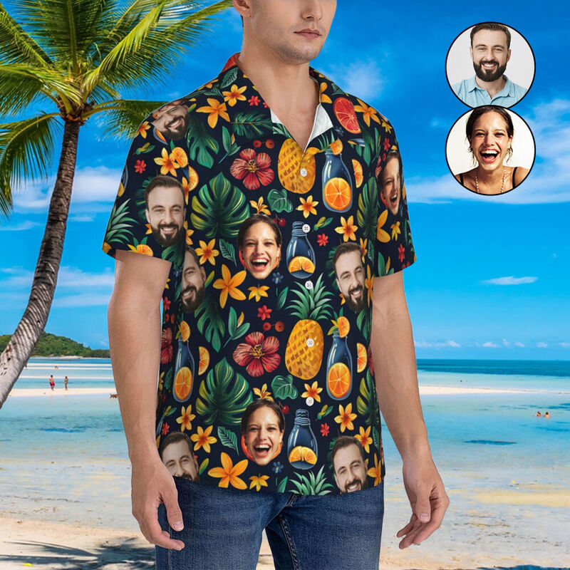 Camicie hawaiane personalizzate Top da uomo con stampe di frutta tropicale per coppia