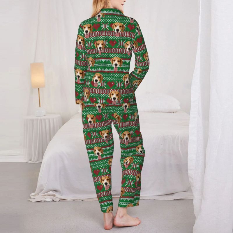 Personalisierte Pyjamas benutzerdefinierte Haustier Foto Weihnachten Liebe Pixel-Stil Design Perfektes Geschenk für die Familie