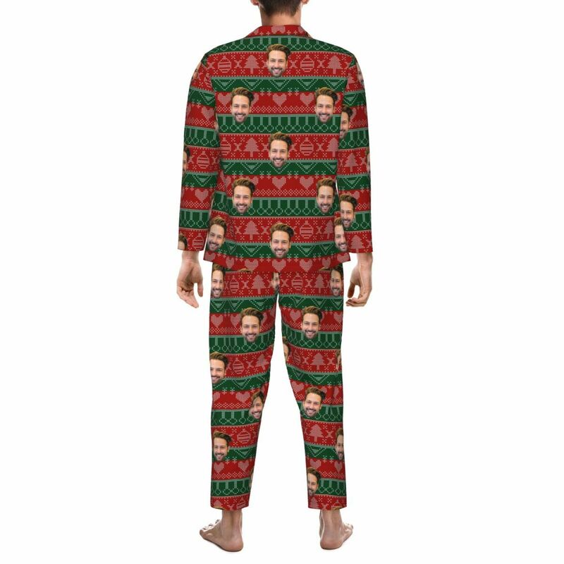 Pyjama personnalisé Photo personnalisée Élément de style Noël rouge et vert Design Excellent cadeau pour la famille