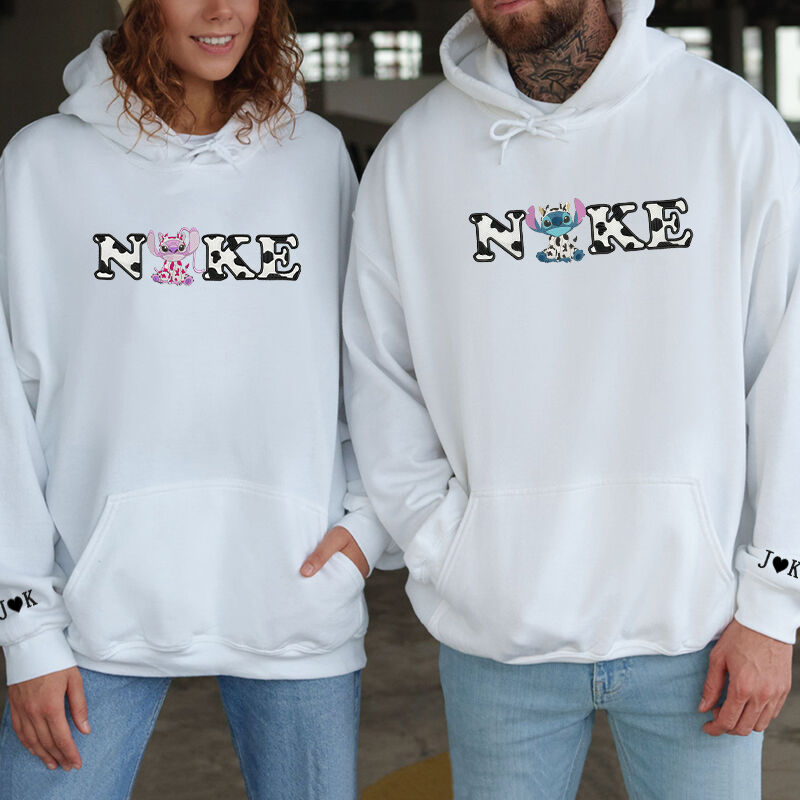 Personlig Hoodie Broderad Stitch Söt ko Kostym Tema Font Design Kreativ gåva för älskare