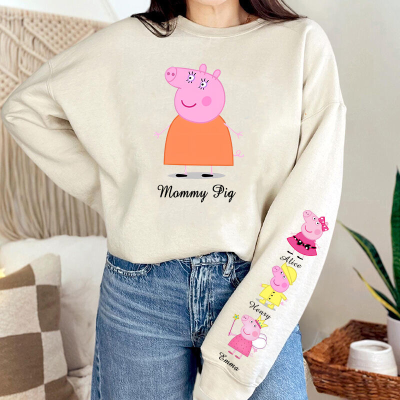 Personalized Sweatshirt Custom Cartoon Pictures Cute Gift for Mother's Day
