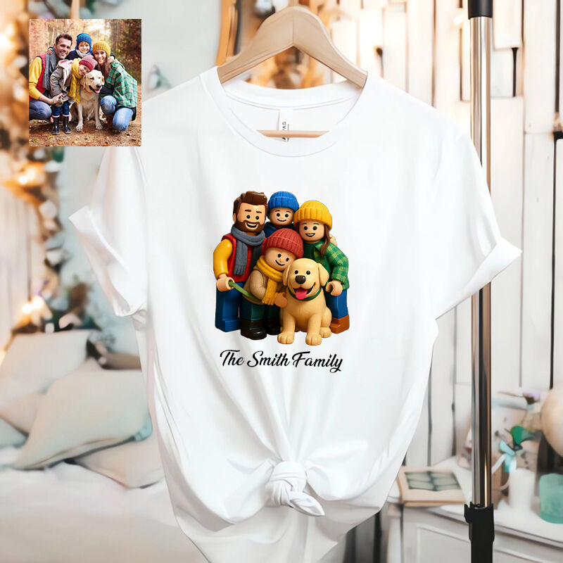 Personalized T-shirt Custom Family Photo Building Block Style Design Adorable Gift for Family