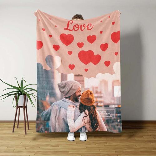 Coperte Invernali Personalizzate con Foto e Cuore per Coppia