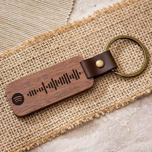Scannable Spotify Code Custom Music Song Wooden Keychain for Him