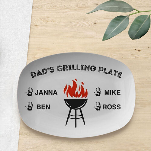 Personalisierter BBQ Geschirr Cooles Geschenk zum Vatertag "Daddy's Grilling Plate"