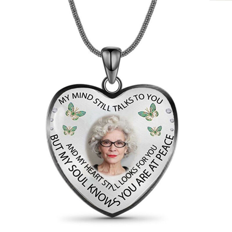 "My Mind Still Talks to You" Custom Photo Memorial Necklace