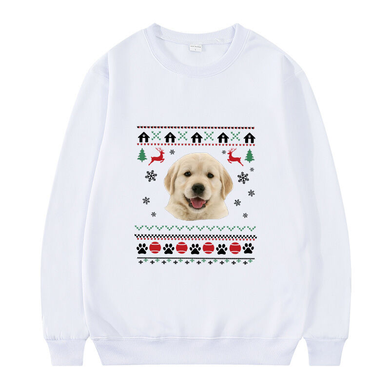 Personalized Sweatshirt with Custom Pet Picture Christmas Style Design Gift for Pet Loving Family