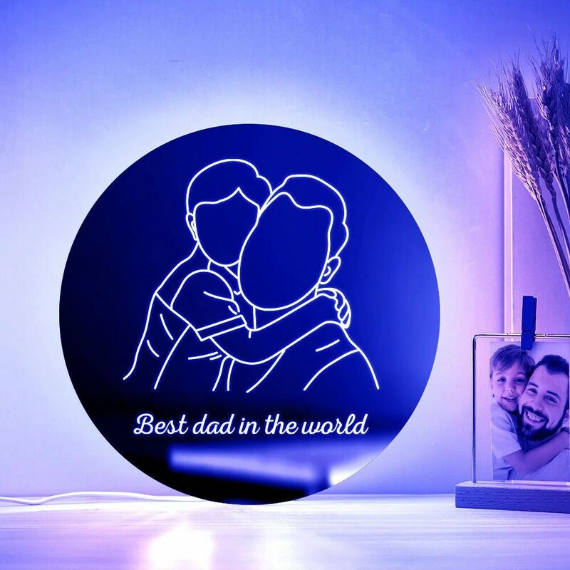 Personalized Led Mirror Light Customized Photo Warming Gift For Dad