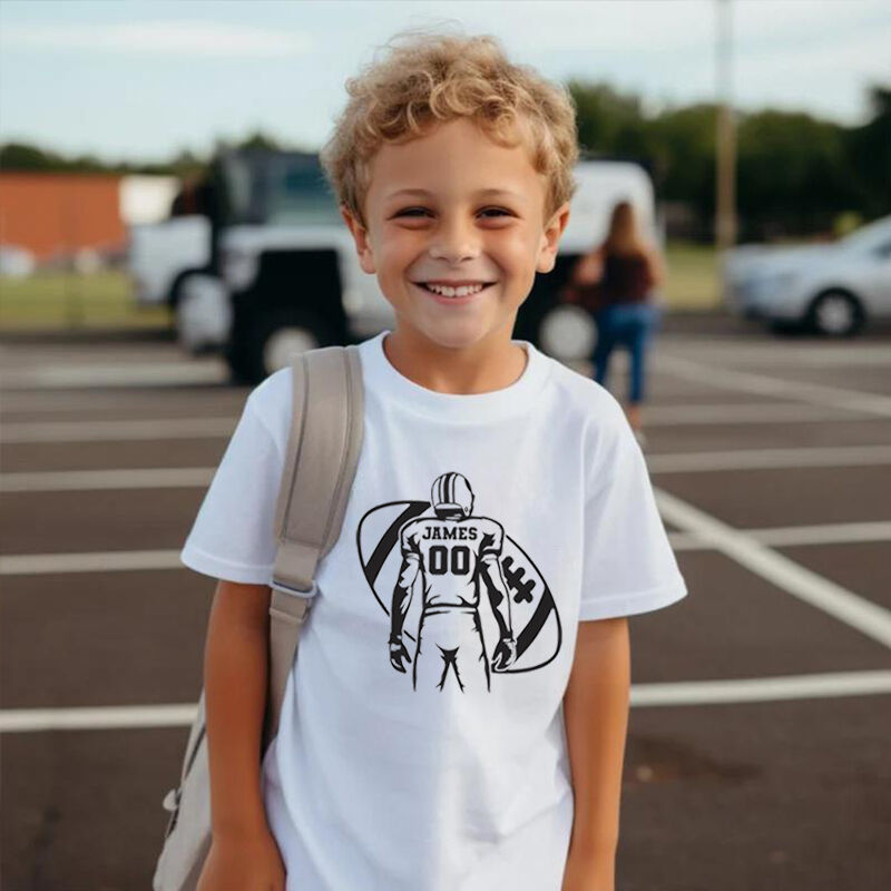 Personalisiertes T-Shirt für Kinder mit Foto und Rugbyspieler-Grafik Kindergeschenke