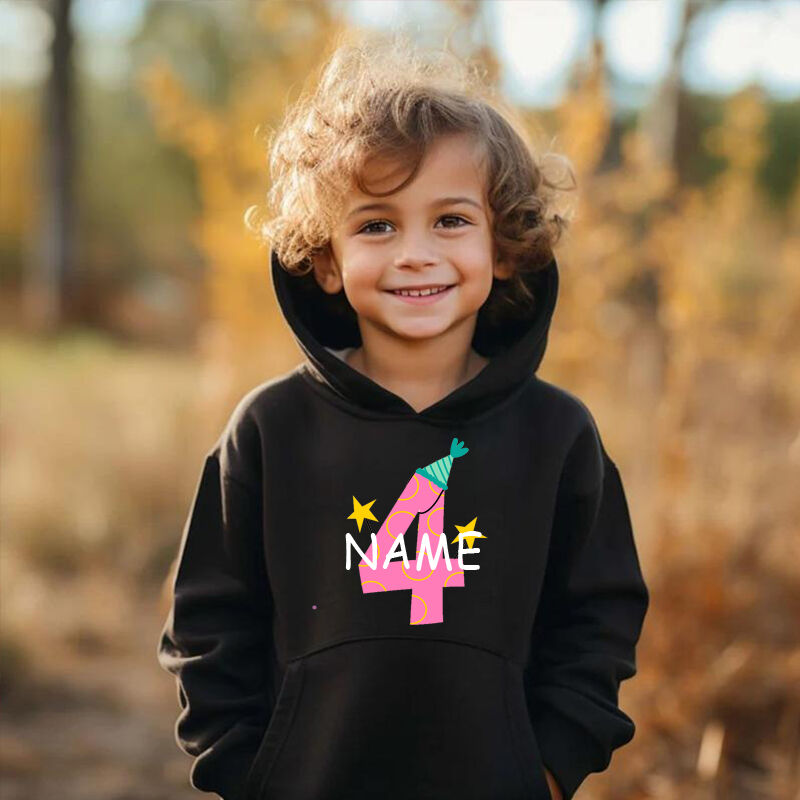 Personalized Kids Hoodie Custom Name And Age Birthday Gift For Girls