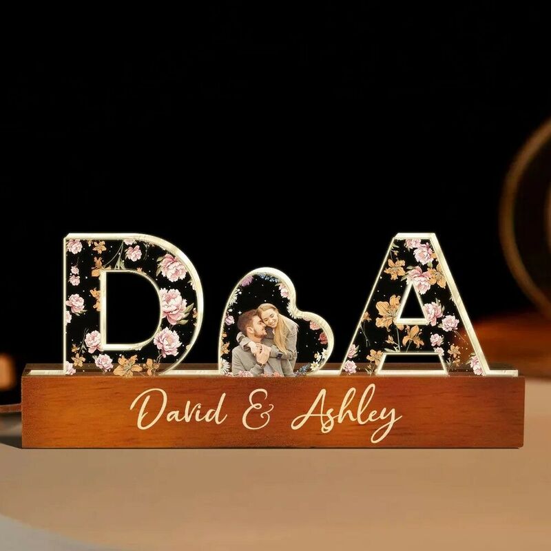 Personalized Birthday Flower Letter Lamp Customized Couple Photo Gift For Anniversary
