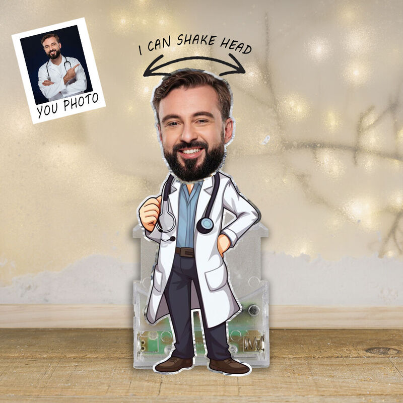 Personalized Bobblehead Acrylic Stand Custom Photo Doctor Dad Design Attractive Gift for Father's Day