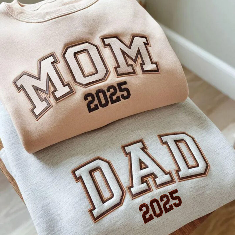 Personalized Sweatshirt Embroidered Custom Mom and Dad Outline Design Perfect Gift for Parents