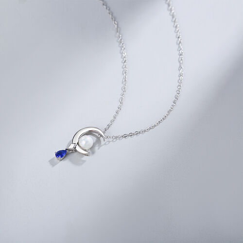 Moon Necklace with Pearl Elegant Gift