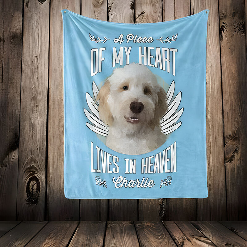 Personalized Picture Blanket with Beautiful Wings Pattern Exquisite Gift for Pet Lover