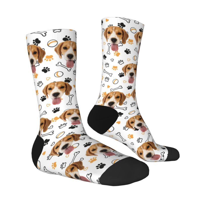 Customized Face Socks Pet Paw and Toy Print Gifts for Pet Lovers