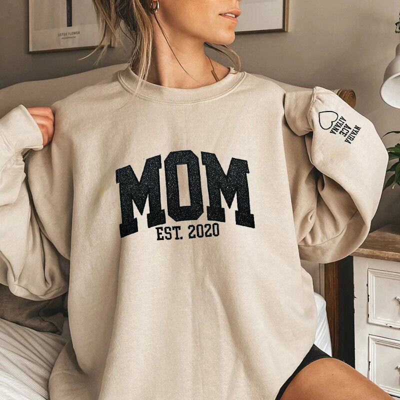 Personalisiertes Sweatshirt bestickt Mama mit benutzerdefinierten Glitter Design Attraktives Geschenk zum Muttertag