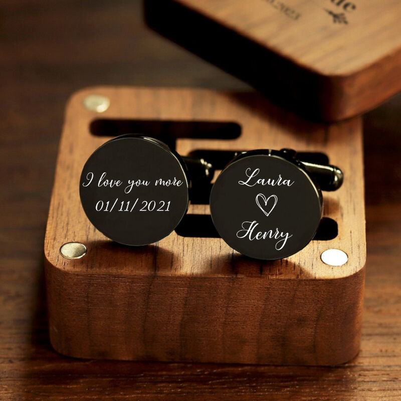 Personalized Custom Cufflink I Love You More Couple Name Design Great Gift for Him Couple