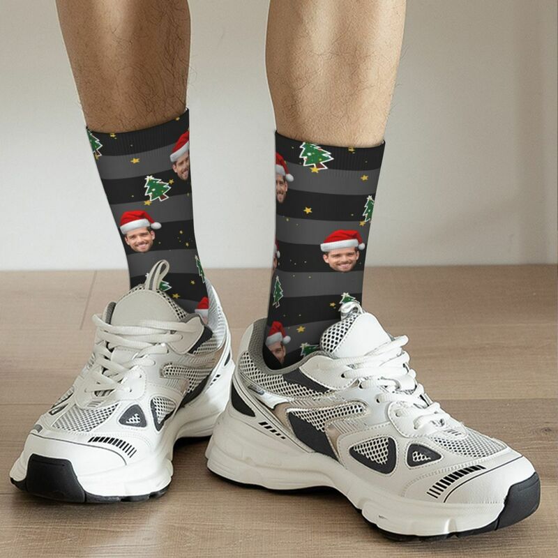 Chaussettes personnalisées pour hommes avec motif d'arbre de Noël, cadeau de Noël pour lui