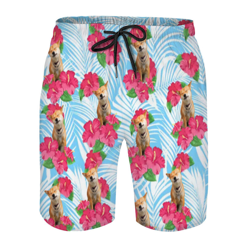 Short de plage pour homme personnalisé avec motif de fleurs roses superbe cadeau pour la famille