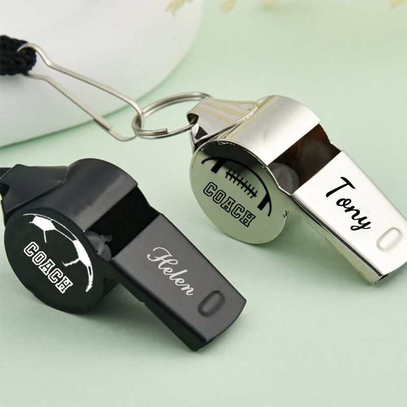 Personalized Whistle with Name and Ball Icon Gift for Coach