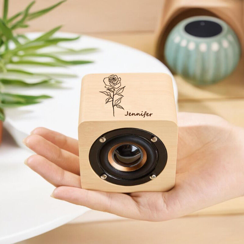 誕生花 名入れ 木製 Bluetooth スピーカー オリジナル
