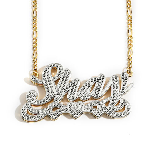 Double Layer Love Heart Custom 3D Name Necklace