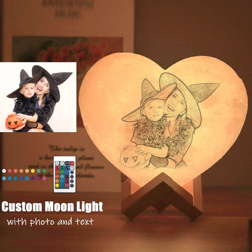 Customized Heart-Shaped Moon Lamp 16 Colors