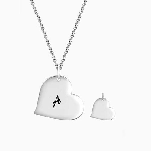 Initial Heart Necklace With Engraving