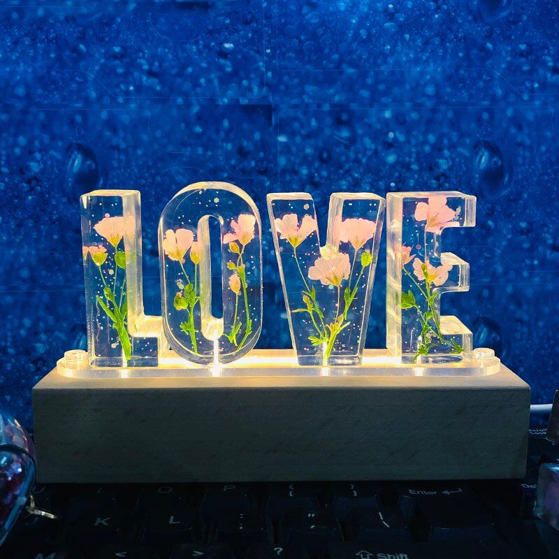 Personalized Dried Flowers Resin Letter Lamp-For Friendship