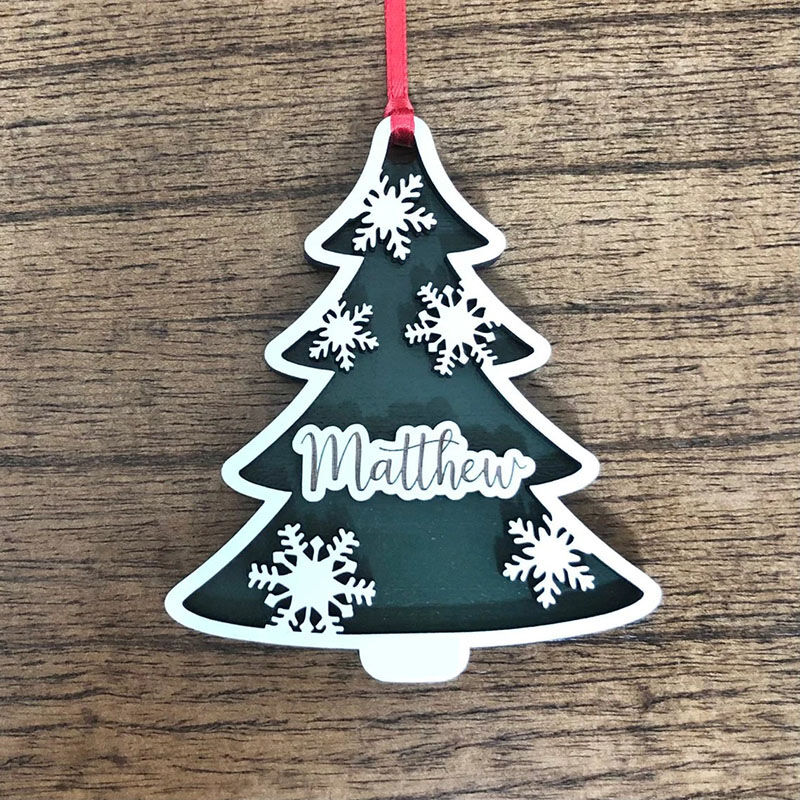 Personalize Name Christmas Tree Shape Christmas Decoration Gifts for Kids