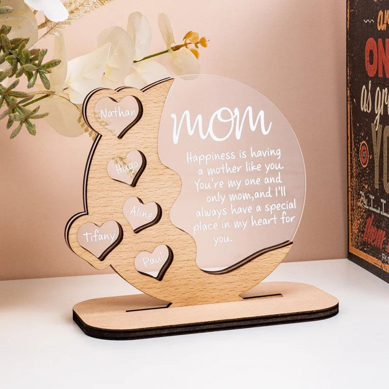 Personalized Name Wooden and Acrylic Frame Decoration for Best Mom