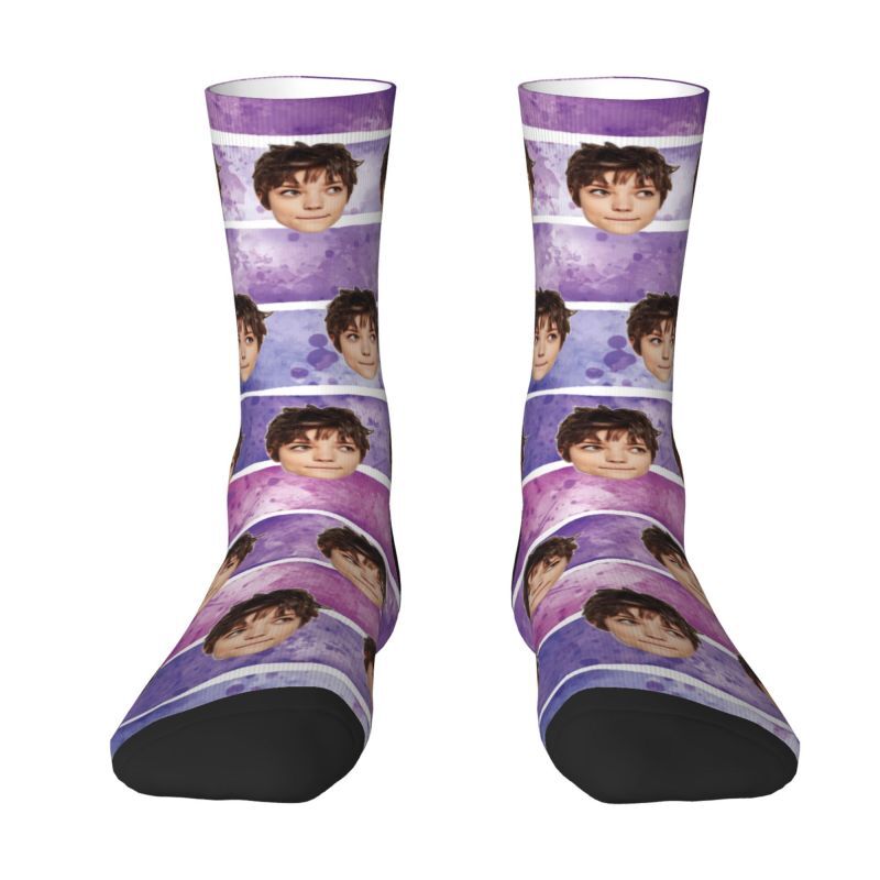 Custom Photo Socks Purple Tie Dye Printed Breathable Socks