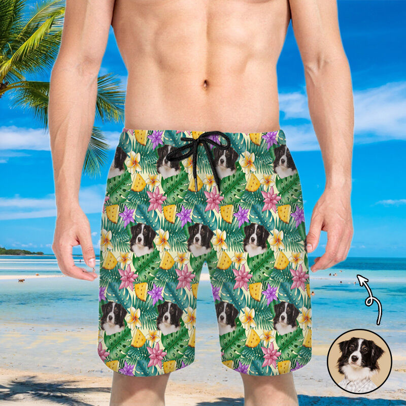 Personalized Picture Men's Colorful Beach Shorts Beautiful Present for Dad