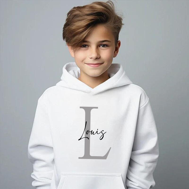 Personalized Children Hoodie Custom Name And Initials Simple Gift For Kids