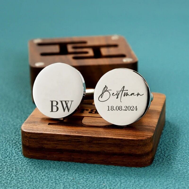 Personalized Custom Cufflink Initial Name Two Letters Design Great Wedding Gift for Bestman