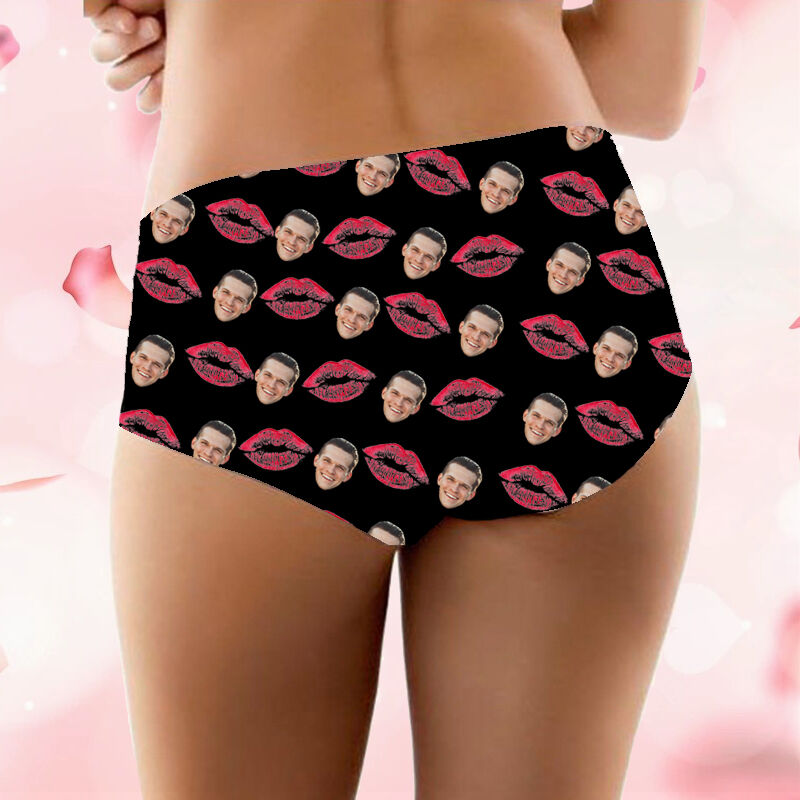 Personalized Picture Women's Underwear with Red Mouth Pattern Beautiful Gift for Wife