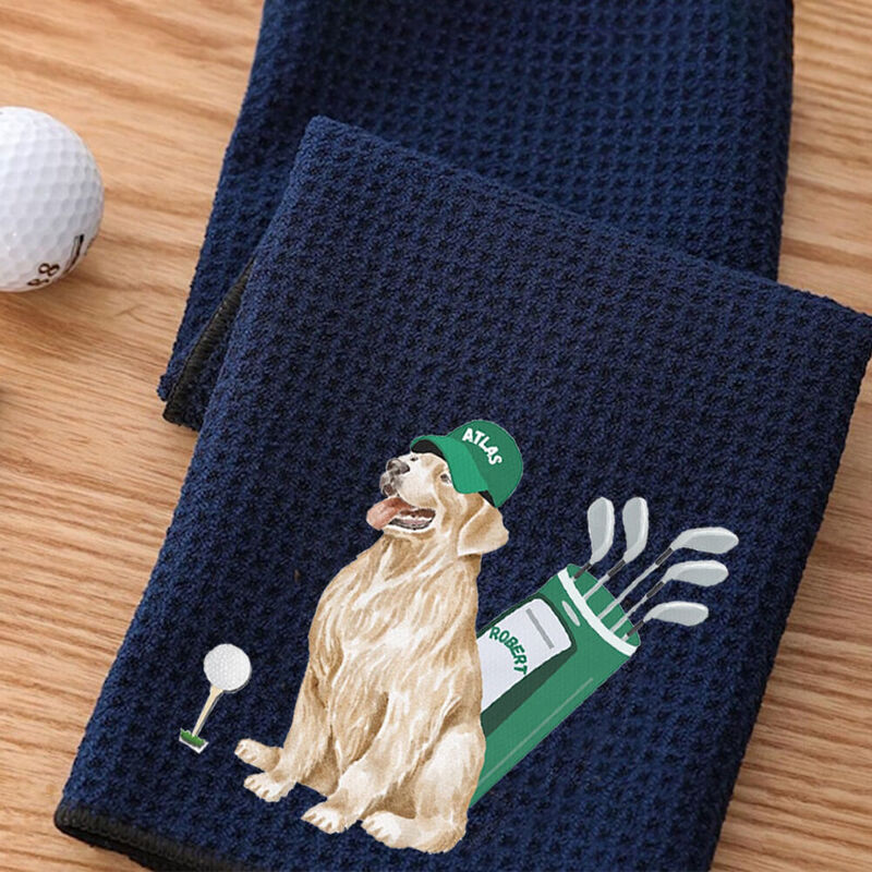 Custom Golf Towels Upload Pet Full Body Photo Cartoon Effect Gift for Pet Owners