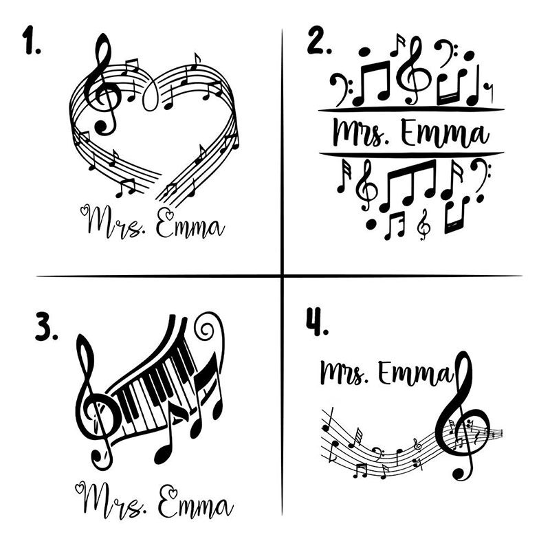 Gepersonaliseerde naam beker met muzikale symbolen Creatief cadeau voor leraar