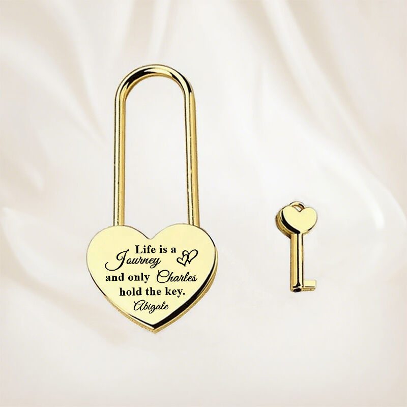 Personalized Heart Lock Life Is A Journey and Only You Hold The Key Love Padlock Gift for Couples