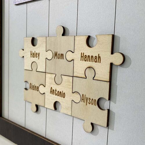 "You Are The Piece That Holds Us Together" Personalised Puzzles Engraved Name Frame