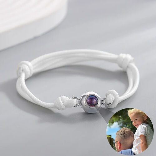 Bracelet photo personnalisé avec cordon blanc
