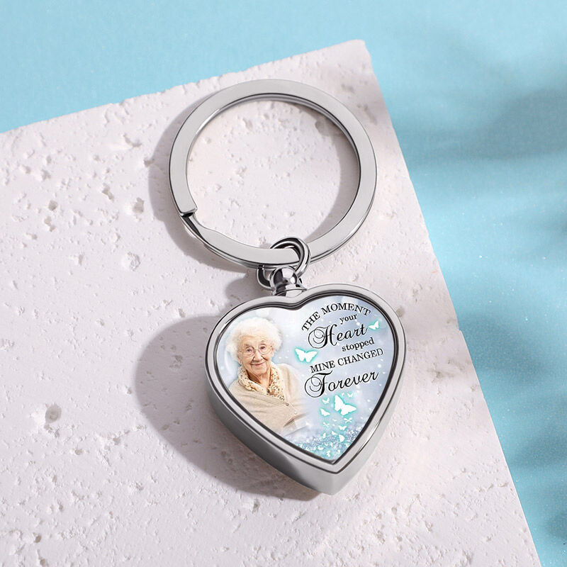 The Moment Your Heart Stopped Custom Picture Urn Keychain