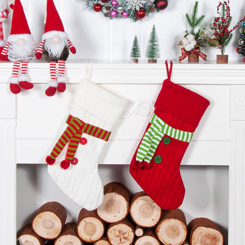 Calcetín navideño chimenea personalizado de nombre con forma de bufanda multiples colores regalo familiar